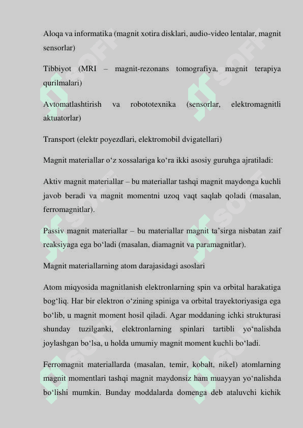 Magnit materiallari. Magnit materiallarini sinflanishi 4