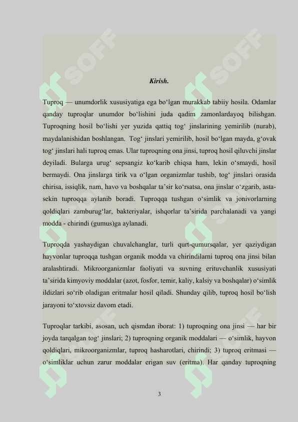 O’zbekistonning cho’l zonalari tuproqlari va ularning hususiyatlari  kurs ishi 3