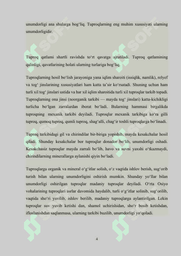 O’zbekistonning cho’l zonalari tuproqlari va ularning hususiyatlari  kurs ishi 4