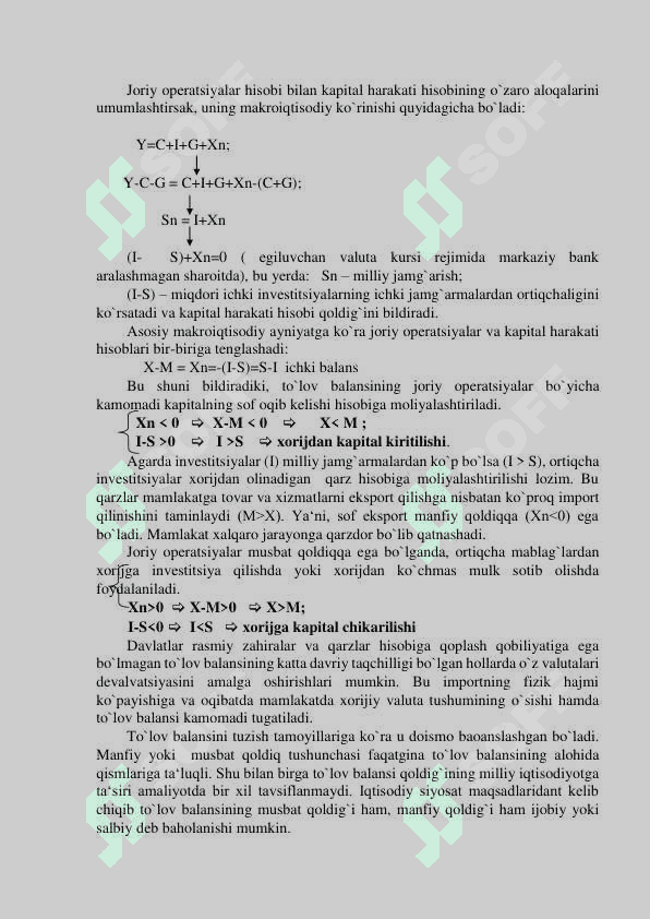 TO`LOV BALANSI. VALUTA KURSI 5