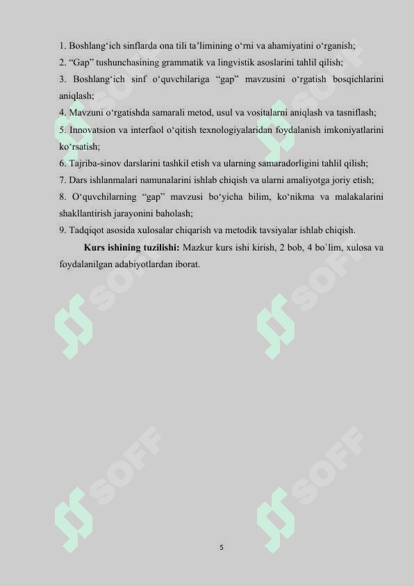 Boshlang’ich sinflarda “Gap” mavzusini o’rgatish metodikasi 5