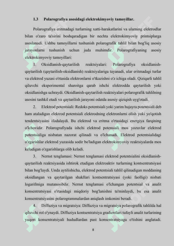 Polarografik analiz haqida umumiy ma’lumot kurs ishi 8