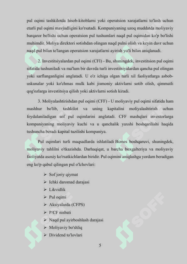 PUL OQIMLARI TO’G’RISIDAGI HISOBOT VA UNI TUZISH USULLARI 5