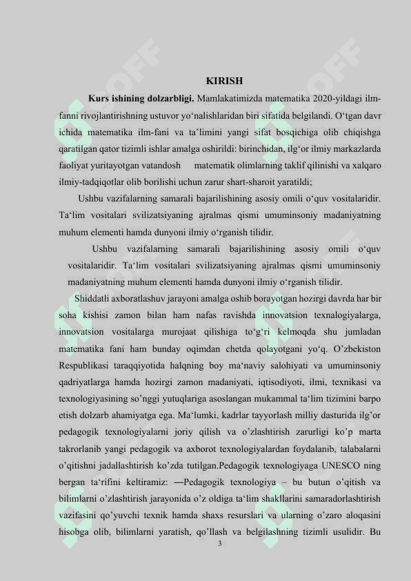 Bir o’zgaruvchili fungksiyaning yuqori tartibli                    hosilalari  va differnsiallari hamda Teyler formulasi 3