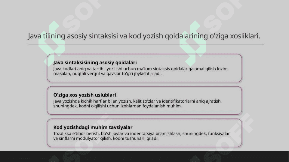 Java tilining asosiy elementlarini tahlil qilish 7