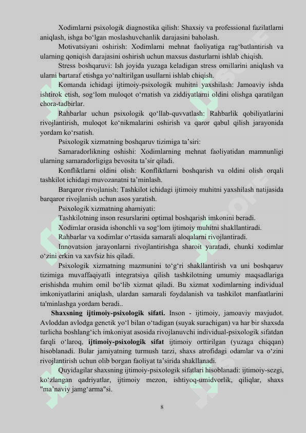 Boshqaruv jarayonida psixologik xizmatni qoʻllashda xorij tajribasi yutuq va kamchiliklari 8