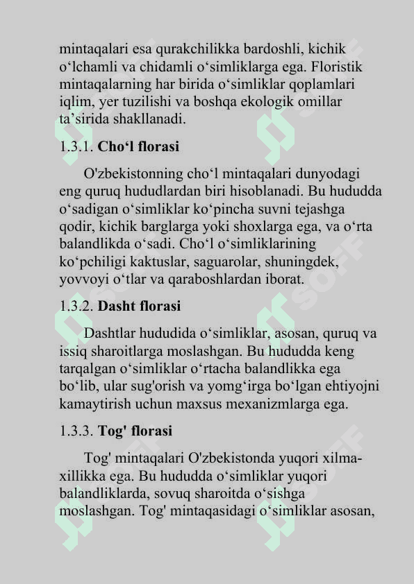 O’zbekiston florasidagi o’simliklar qoplami va uning o’ziga xosligi (kurs ishi) 8