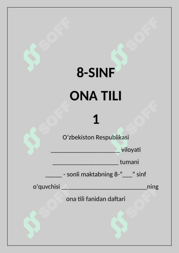 8-sinflar uchun daftar betliklari 3