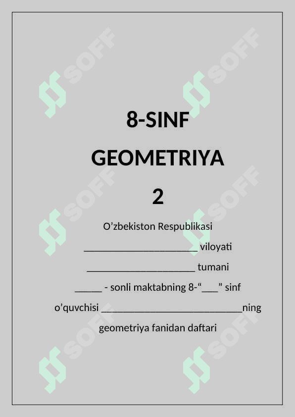 8-sinflar uchun daftar betliklari 6