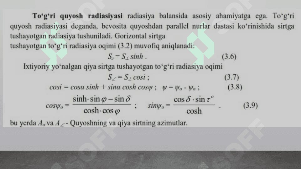 Quyosh radiatsiyasi va uni o`lchash qurilmalari 8