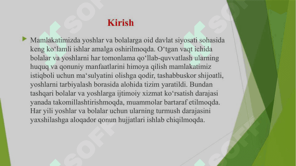 Ijtimoiy xizmat ko‘rsatish Bolalar va yoshlargaI 2