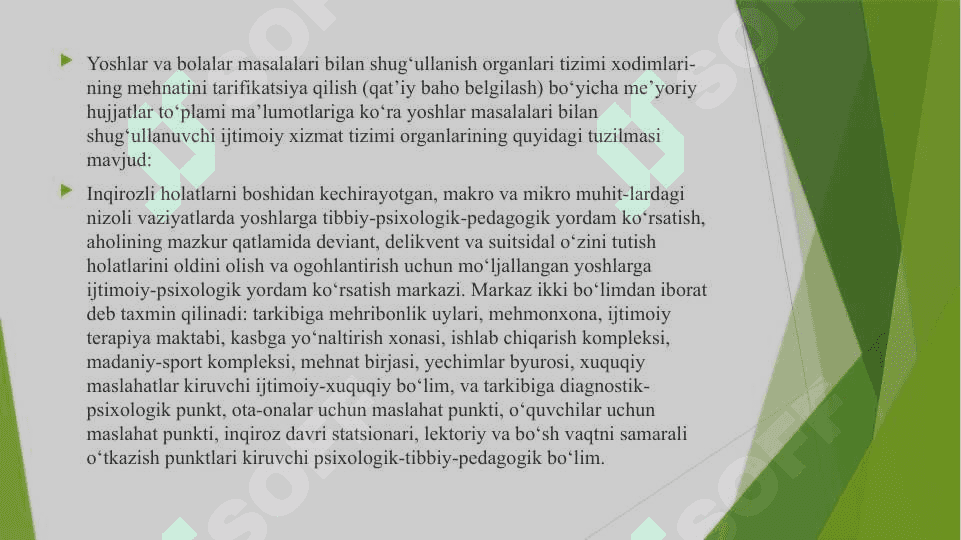 Ijtimoiy xizmat ko‘rsatish Bolalar va yoshlargaI 3