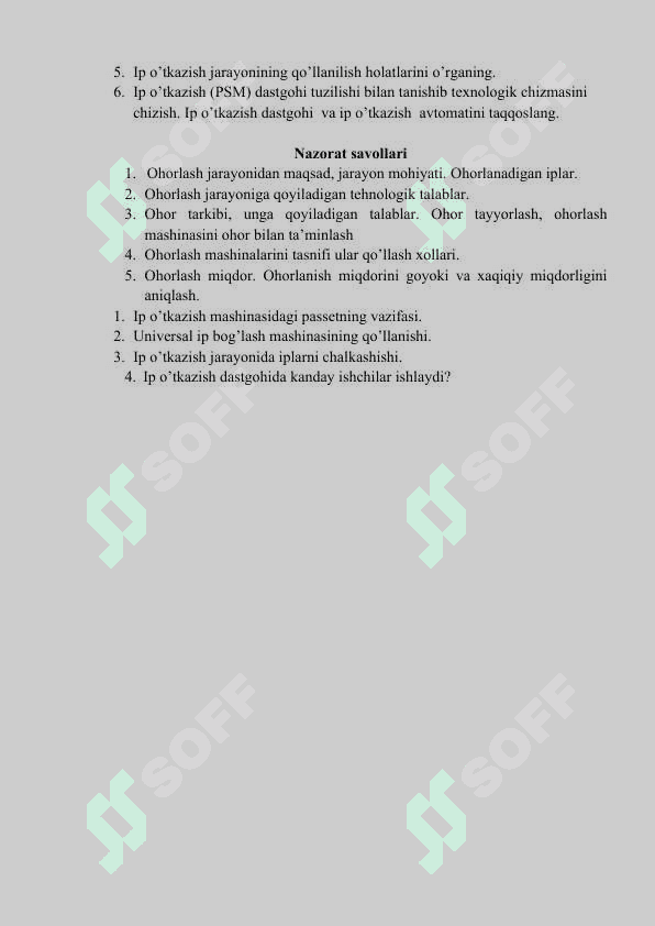 Iplarni oxorlash. 2