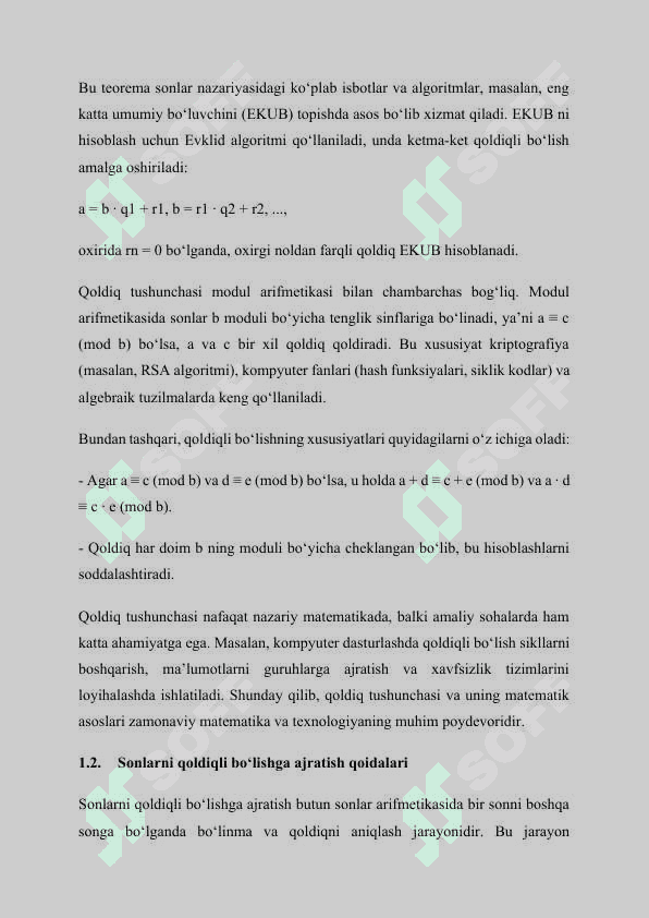 Qoldiqli bo’lish va qoldiqli bo’lishni tekshirish. Kurs ishi, qol yozma uchun maʼlumotlar 5