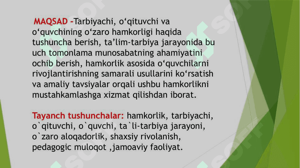 TARBIYACHI, O`QITUVCHI VA O`QUVCHINING O`ZARO HAMKORLIGI 3