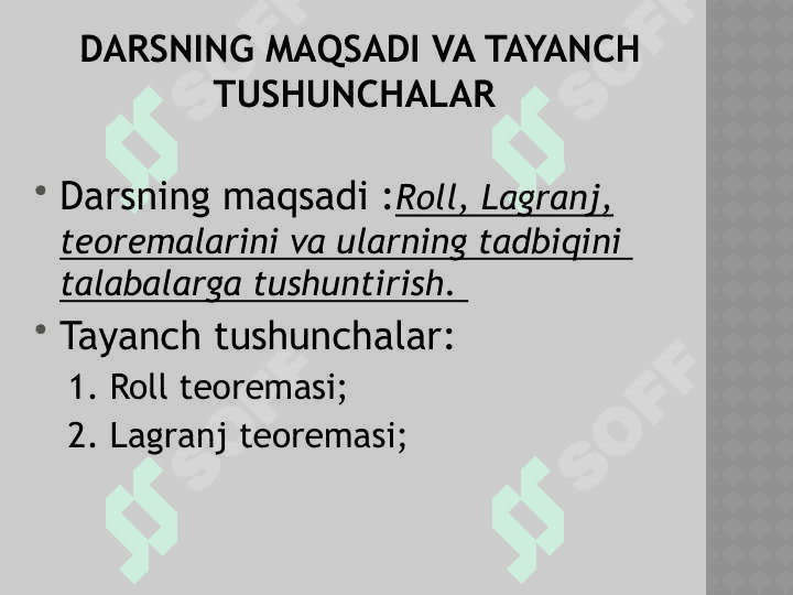 ROLL LAGRANJ TEOREMALARI. 4