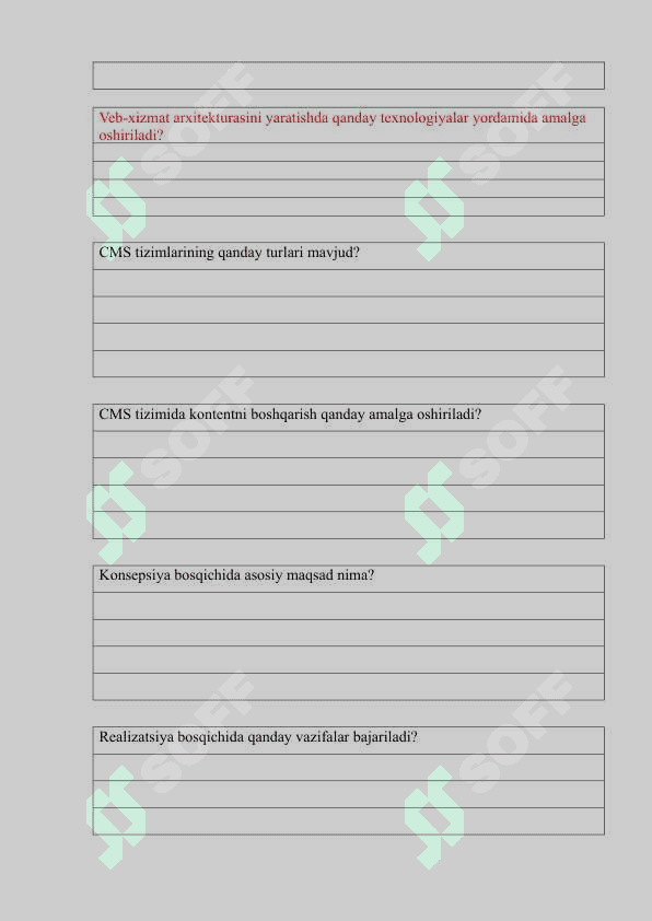 Axborot tizimlarini loyixalashtirish Test Informatika IT oraliq 8