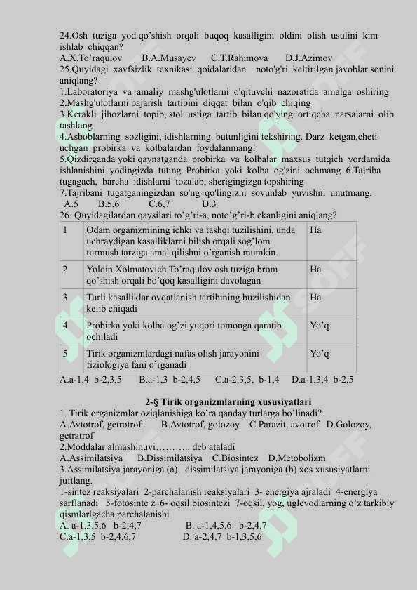 5-sinf mavzulashtirilgan yangi testlar 2025 5