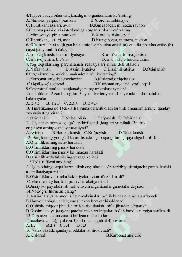 5-sinf mavzulashtirilgan yangi testlar 2025 6
