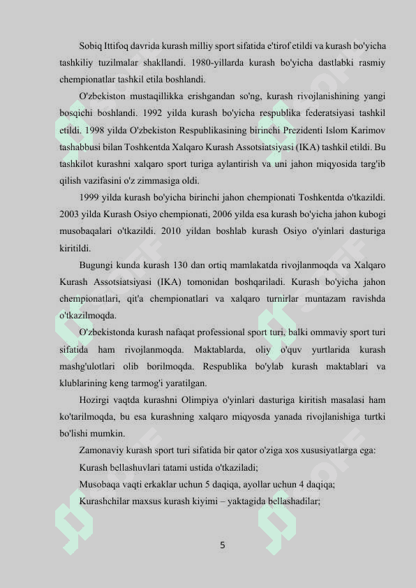 Kurashchining koʻp yillik texnik taktik va jismoniy tayyorgarlik. 5