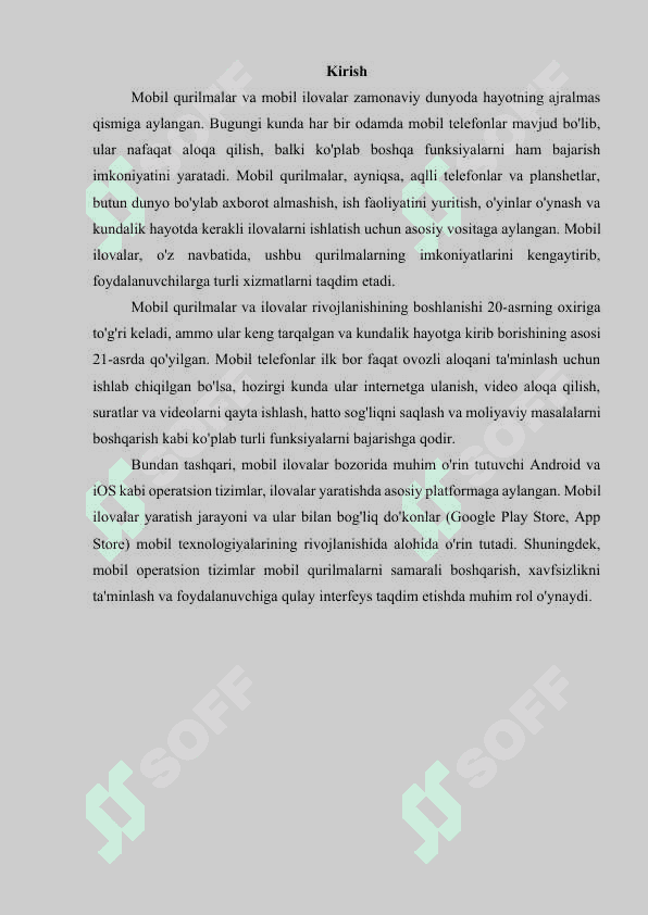 Dastlabki mobil qurilmalar va mobil ilovalar. Zamonaviy mobil OTlar. 3