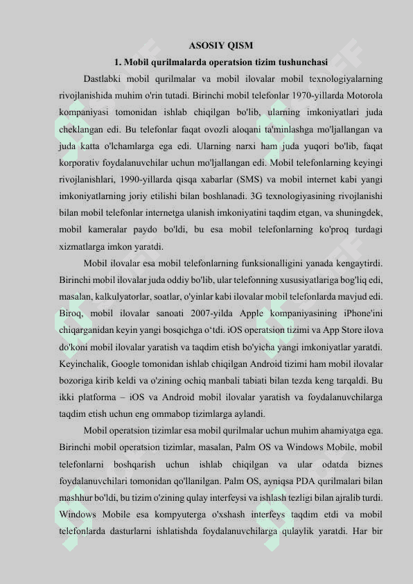 Dastlabki mobil qurilmalar va mobil ilovalar. Zamonaviy mobil OTlar. 4