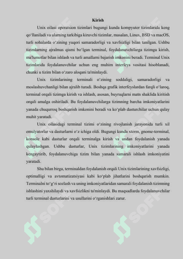 Unix oilasi operatsion tizimlarining terminallari 3