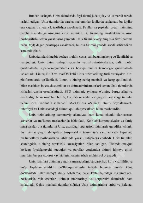 Unix oilasi operatsion tizimlarining terminallari 7