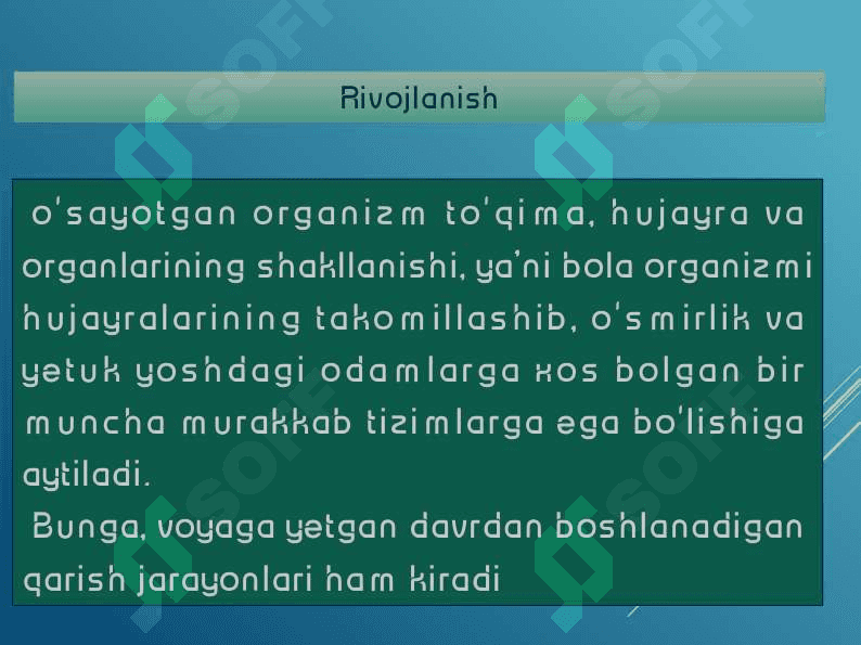Bolalar va o’smirlar o’sishi va rivojlanishining umumiy qonuniyatlari. 5
