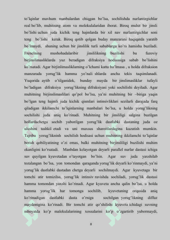 Chiziqli bo’lmagan yorug’lik hodisalari 8