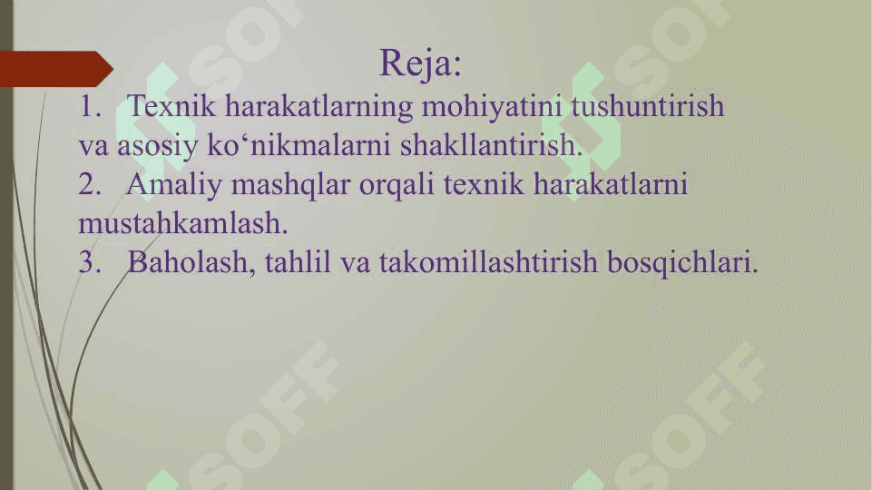 STANDART VAZIYATLARDA TEXNIK HARAKATLARNI BAJARISHNI OʻRGATISH 2