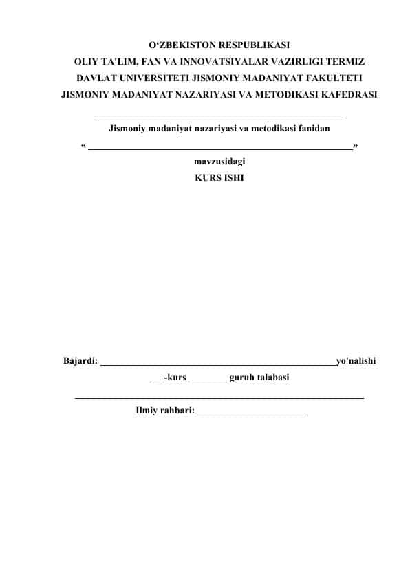 kurash mashg'ulotlarida umumiy jismoniy tayyorgarlikni shakllantirish usullari