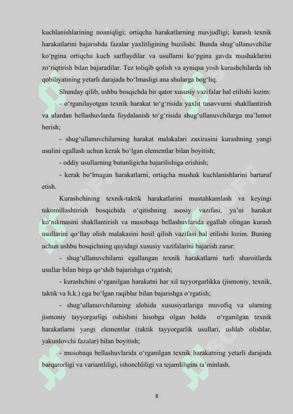kurashchilarda og'riqqa chidamlilikni rivojlantirish 8