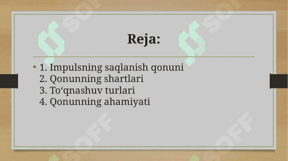Impulsning saqlanish qonuni 2