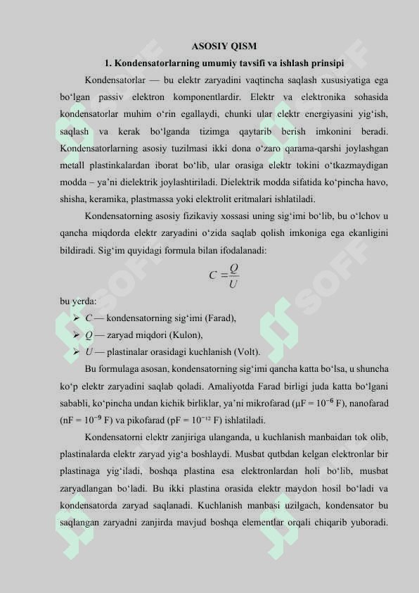 Kondensatorlar (turlari, qo‘llanilishi, vazifasi...) 4