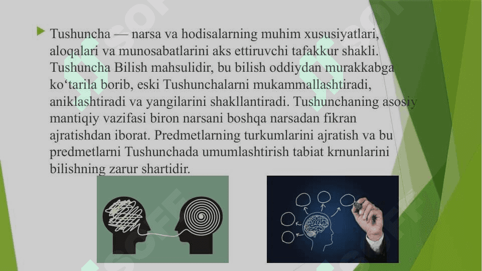 Tushunchaning tarifi  mavzusida tayyorlagan taqdimoti. 2