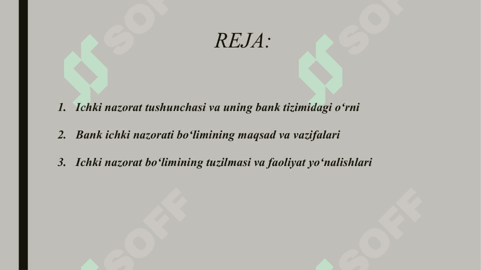 Bank ichki nazorati bo'limi faoliyati bilan tanishish 2