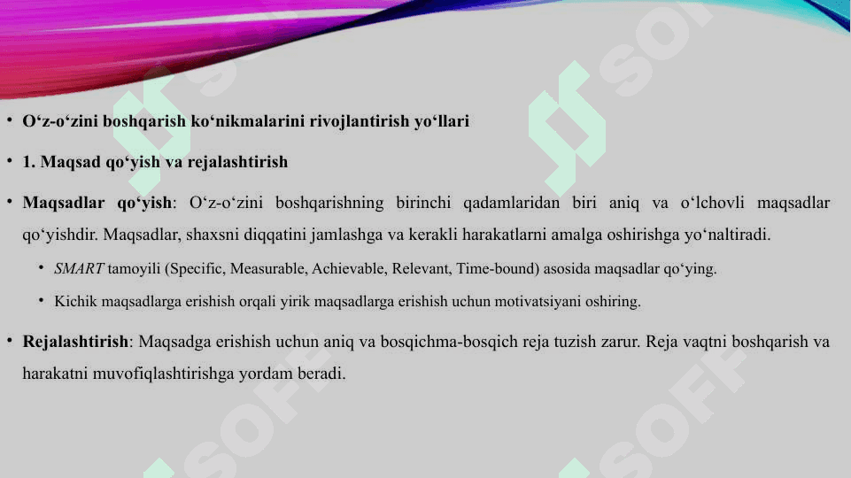 O'z-o'zini boshqarish ko'nikmasini rivojlantirish yo'llari 6