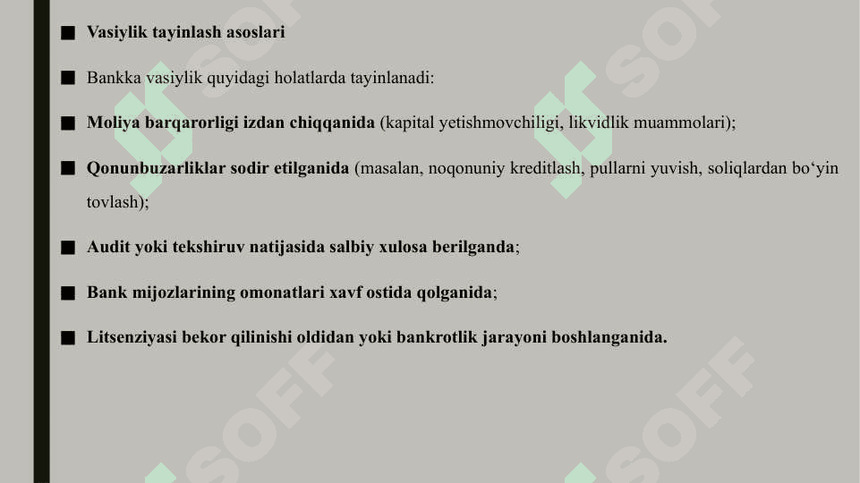 Banklarga vasiylik tayinlash 6