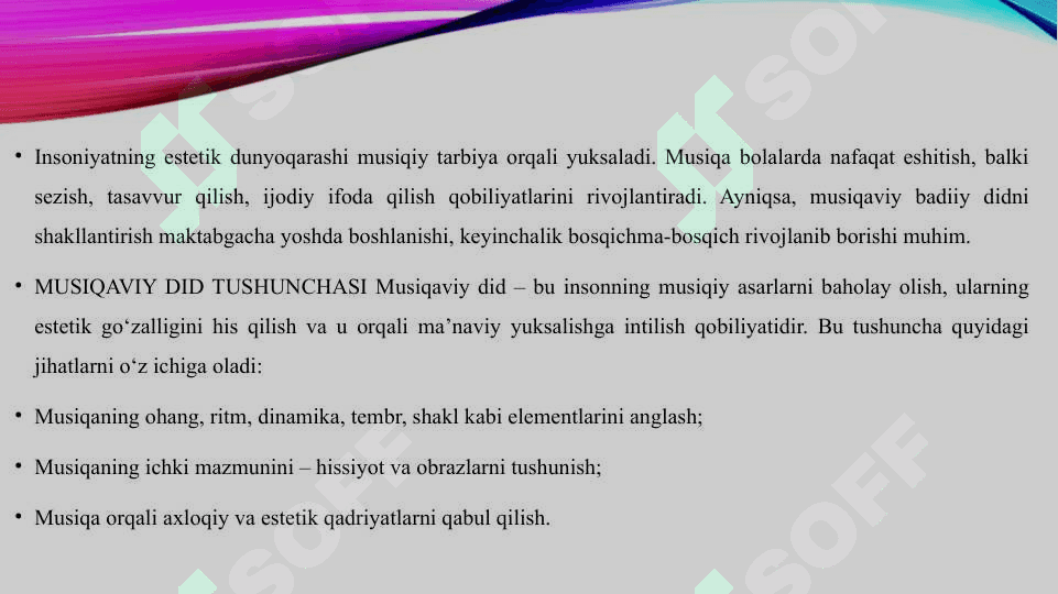 Musiqaviy badiy didni rivojlantirish va malakalar 6