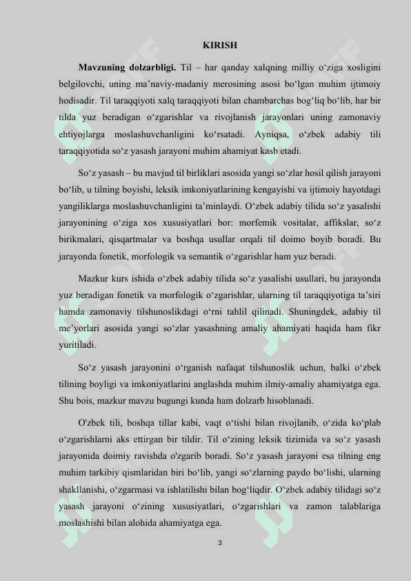 O'ZBEK ADABIY TILIDA SO'Z YASALISHI JARAYONI VA UNDAGI O'ZGARISHLAR. 3