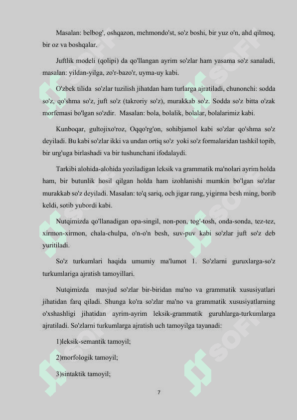 O'ZBEK ADABIY TILIDA SO'Z YASALISHI JARAYONI VA UNDAGI O'ZGARISHLAR. 7