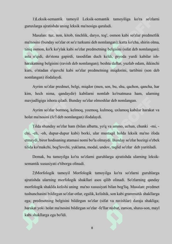O'ZBEK ADABIY TILIDA SO'Z YASALISHI JARAYONI VA UNDAGI O'ZGARISHLAR. 8