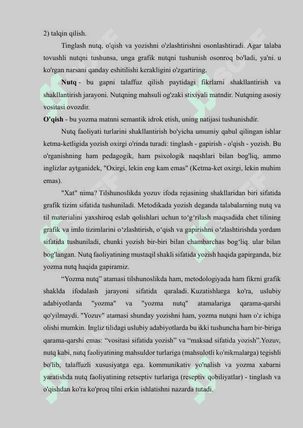 KURS ISHI. YOZMA NUTQ O’STIRISH MAZMUNI VA USULLARI 8