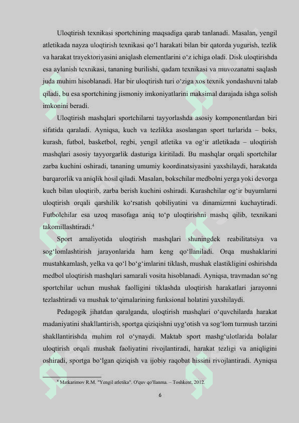 Uloqtirish turlari texnikasini o‘rgatish metodikasi. 6