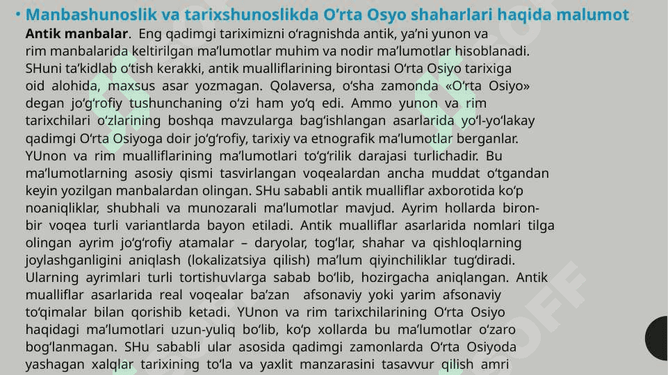O’rta Osiyo shaharlari bo’yicha olib borilgan tadqiqotlar 3