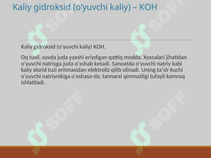 7-sinf kimyo  Eng muhim asoslarning ishlatilishi. 3