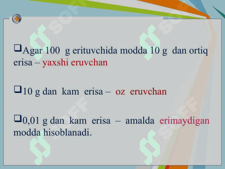 Eritmalar va ularning konsentratsiyalari haqida tushuncha 7