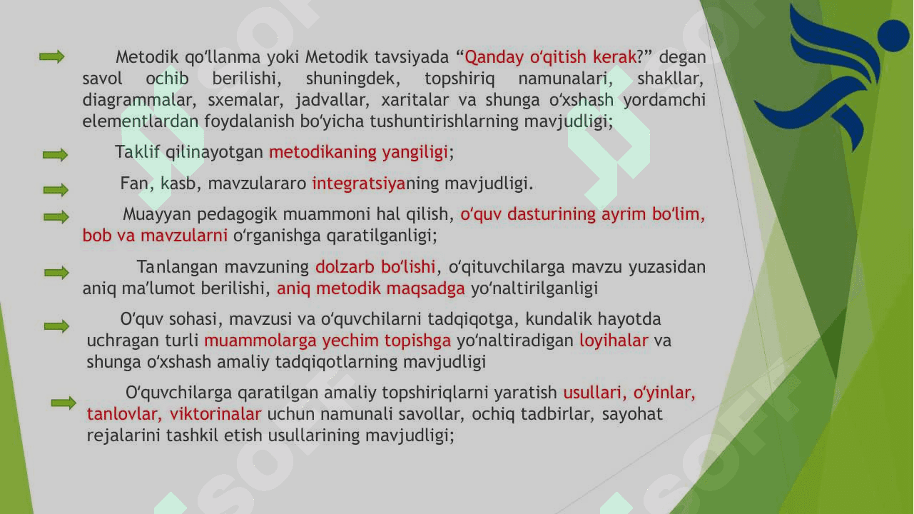 METODIK QO‘LLANMALAR YOKI METODIK TAVSIYALARGA QO‘YILGAN TALABLAR VA BAHOLASH MEZONLARI 3