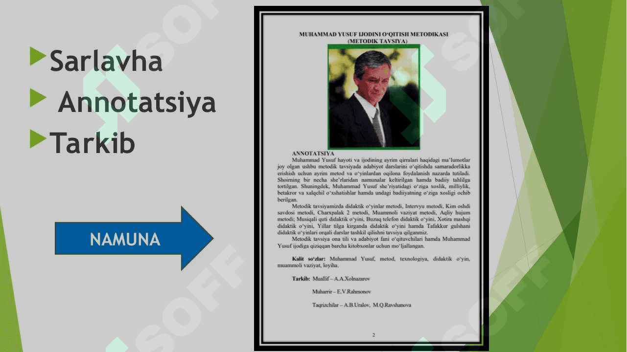 METODIK QO‘LLANMALAR YOKI METODIK TAVSIYALARGA QO‘YILGAN TALABLAR VA BAHOLASH MEZONLARI 7